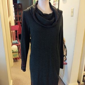 Max Studio Dress Gray Striped Sweater Dress